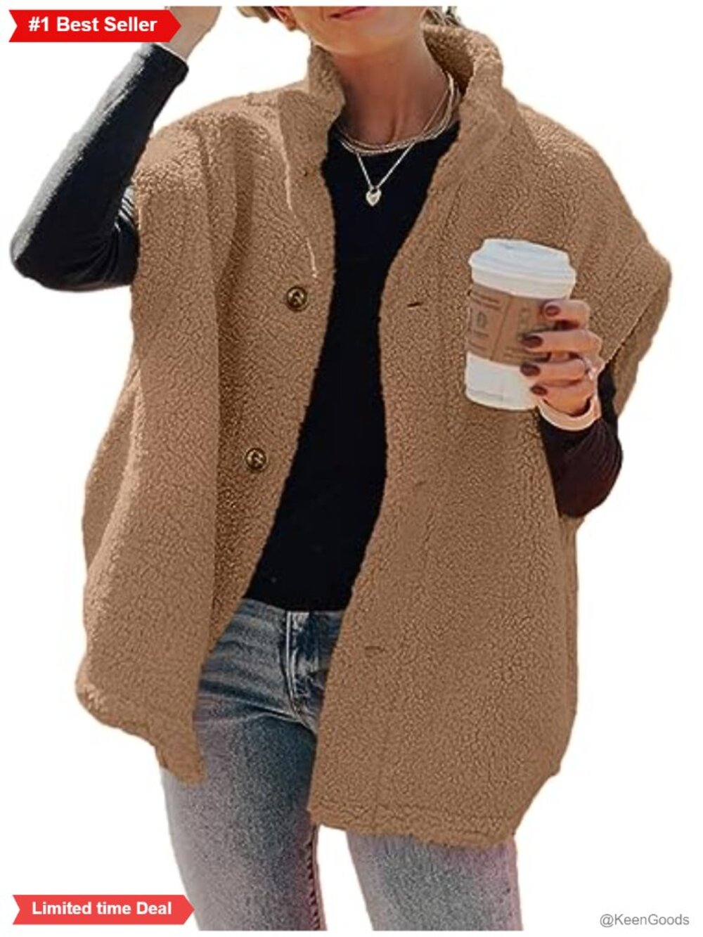 Fuzzy Fleece Sherpa Vest Sleeveless Stand Collar Thigh Length Casual Warm